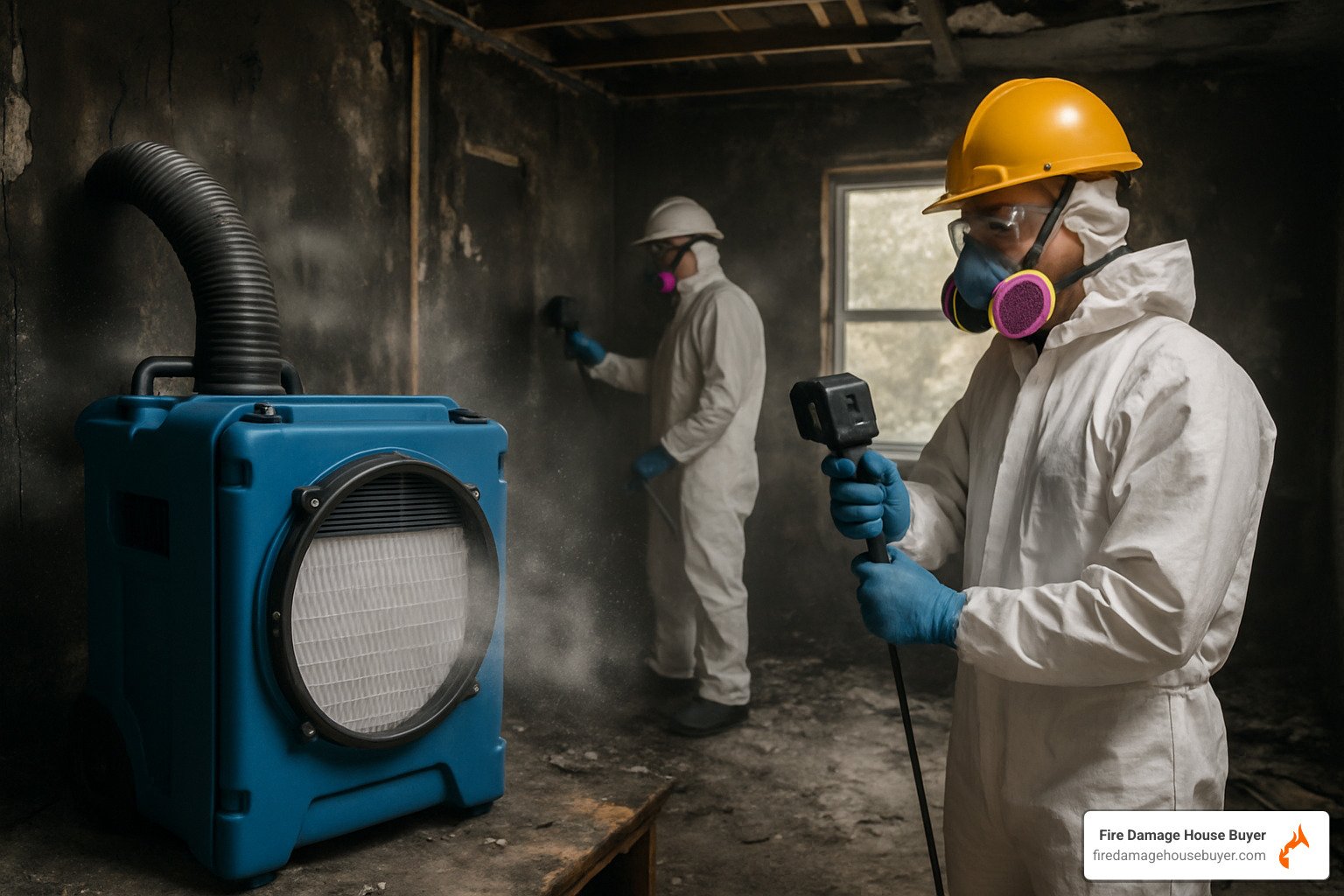 HEPA air scrubber used in fire damage restoration - Fire Damage Restoration & Repair HEPA air scrubber used in fire damage restoration - Fire Damage Restoration & Repair
