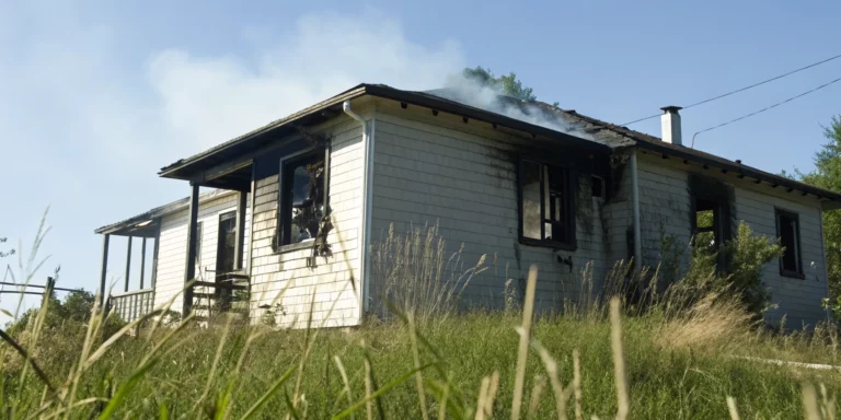 A fire-damaged home showing how much you can lose selling a house as is.