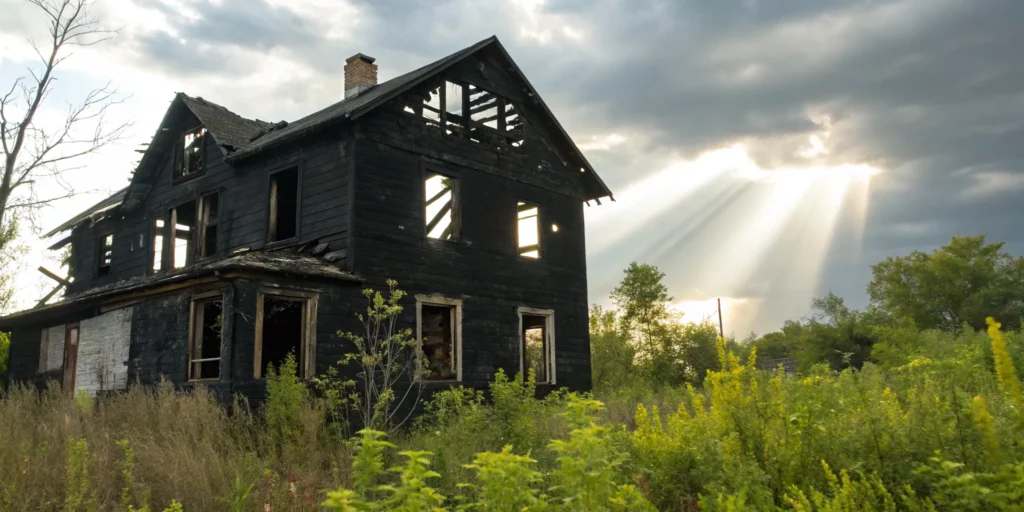 A fire-damaged house you can sell fast for cash in California.