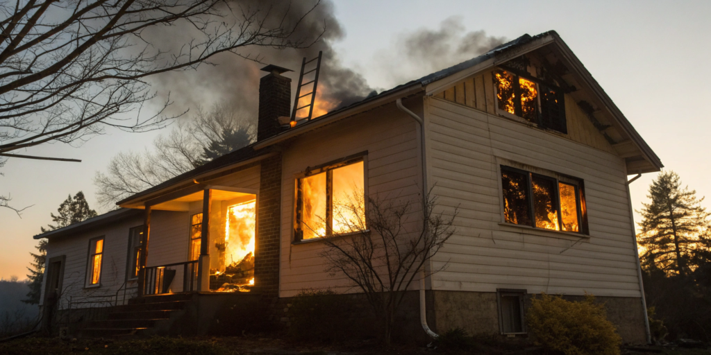 How long a fire insurance claim takes after a destructive house fire.