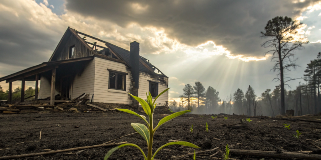 A fire damaged house being sold as-is to a cash buyer.