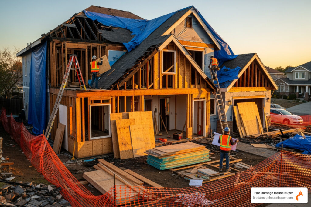 rebuilding a house after a fire