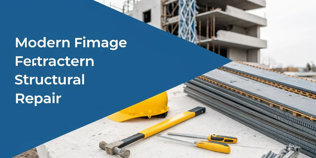 Tools and materials for the structural repair of a fire-damaged home.